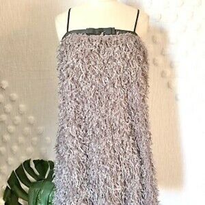 NWT Zara Taupe Fluff Feather Dress sz L